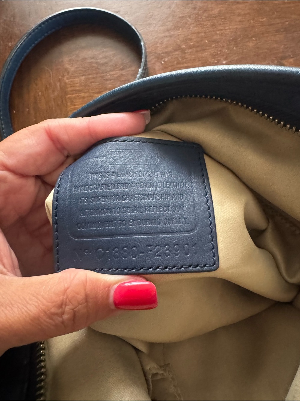 Coach Navy Leather Crossbody Bag with Front Zip - Picture 9 of 11